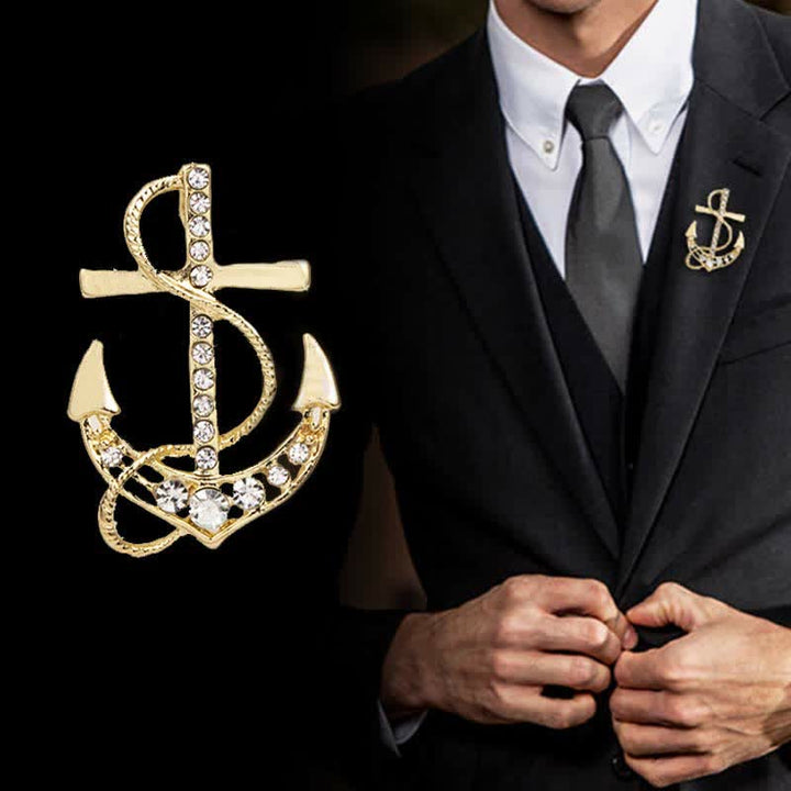 Broche de ancla de barco de mar para hombre