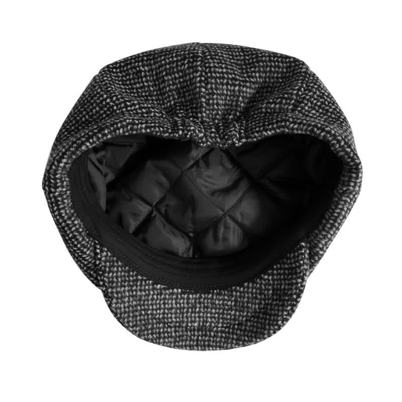 Boina Gatsby con cuadros diminutos y gorra octogonal