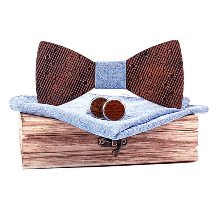 Juego de 3 pajaritas de madera con forma de hojas huecas para hombre.