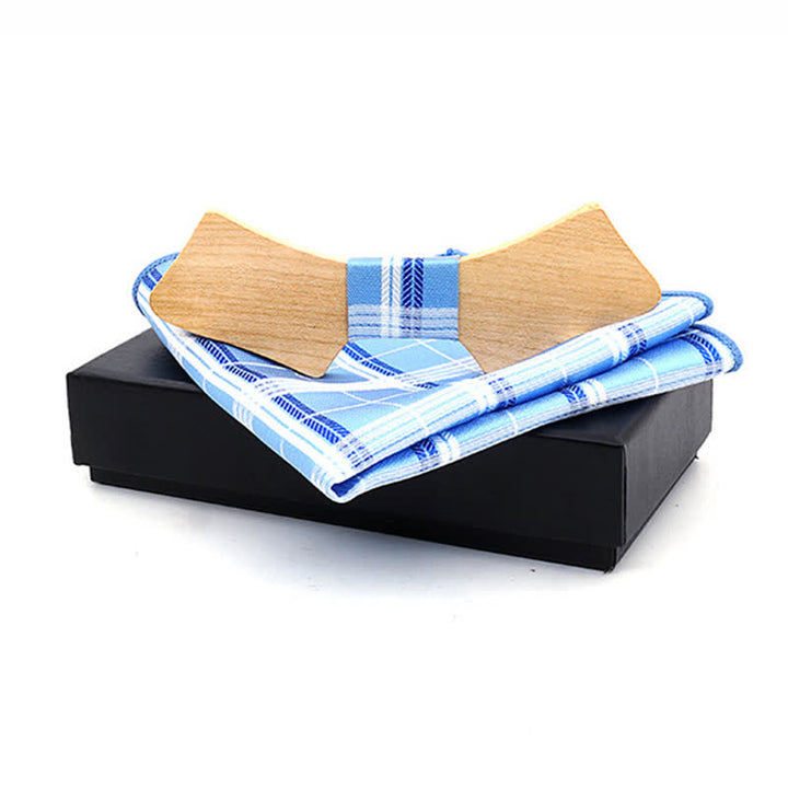Juego de 2 pajaritas de madera con forma de collar para hombre