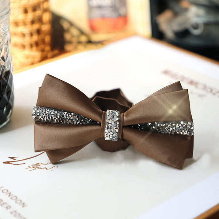 Conjunto de pajarita de satén con brillantes diamantes de imitación para hombre