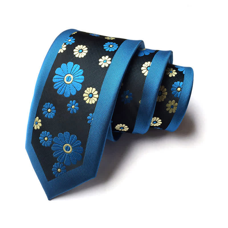 Corbata estrecha con estampado floral de margaritas para hombre