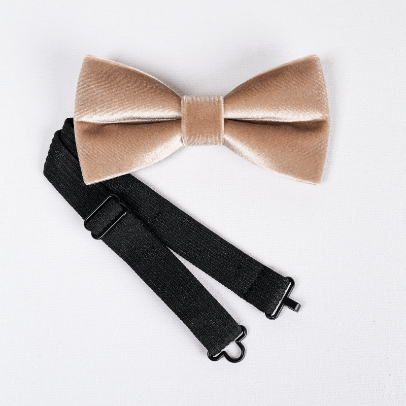 Pajarita de terciopelo color champagne para hombre