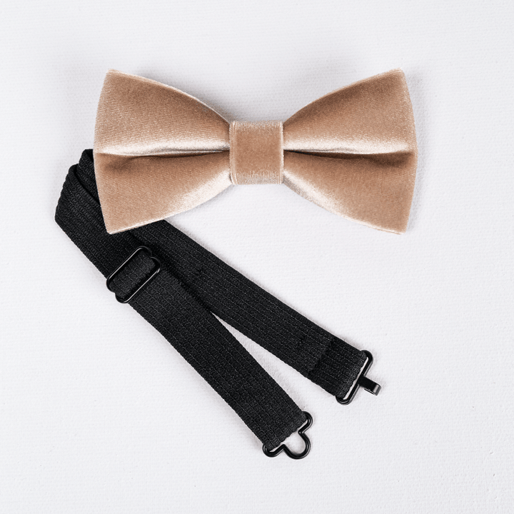 Pajarita de terciopelo color champagne para hombre