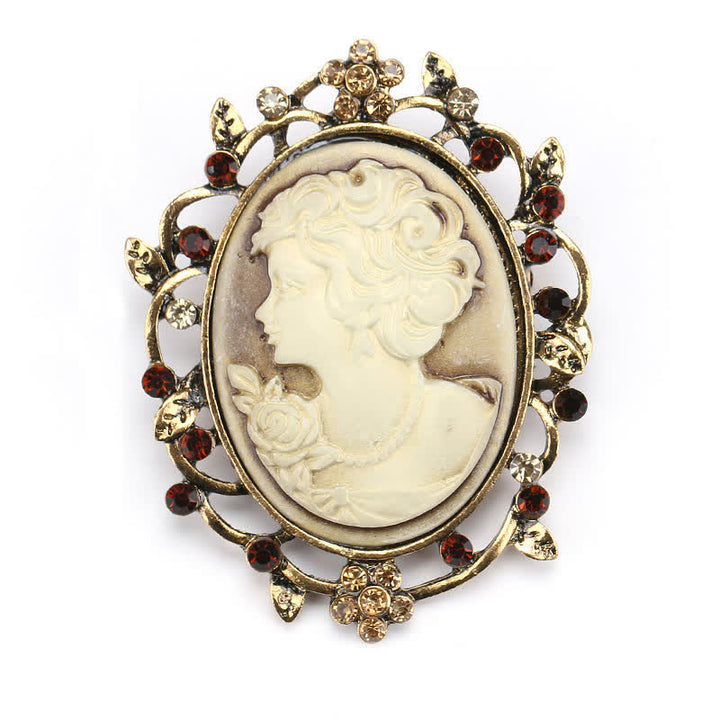 Broche de camafeo ovalado brillante para mujer