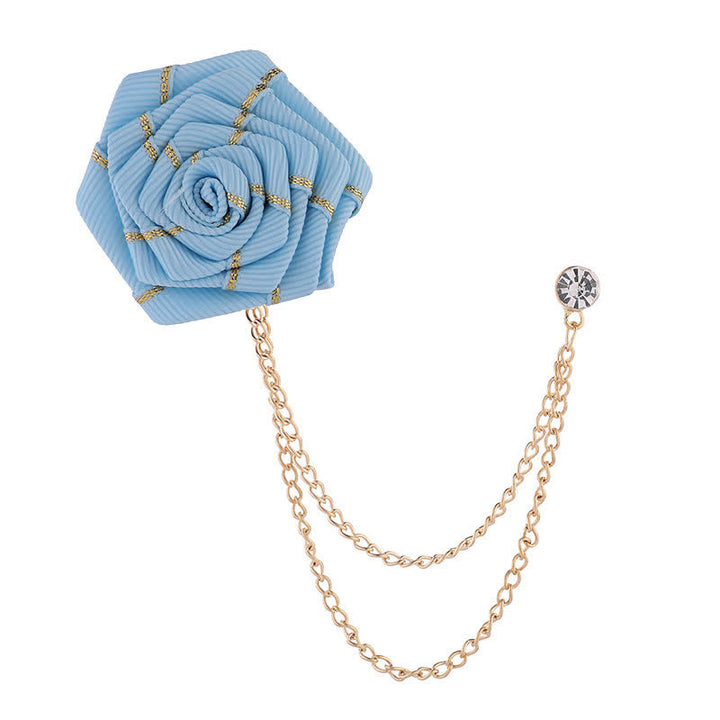 Broche con cadena de rosas y flores para hombre