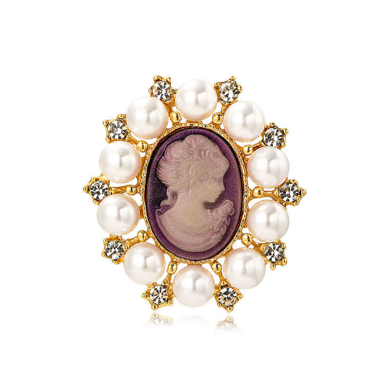 Broche de perlas de belleza con relieve de palacio para mujer
