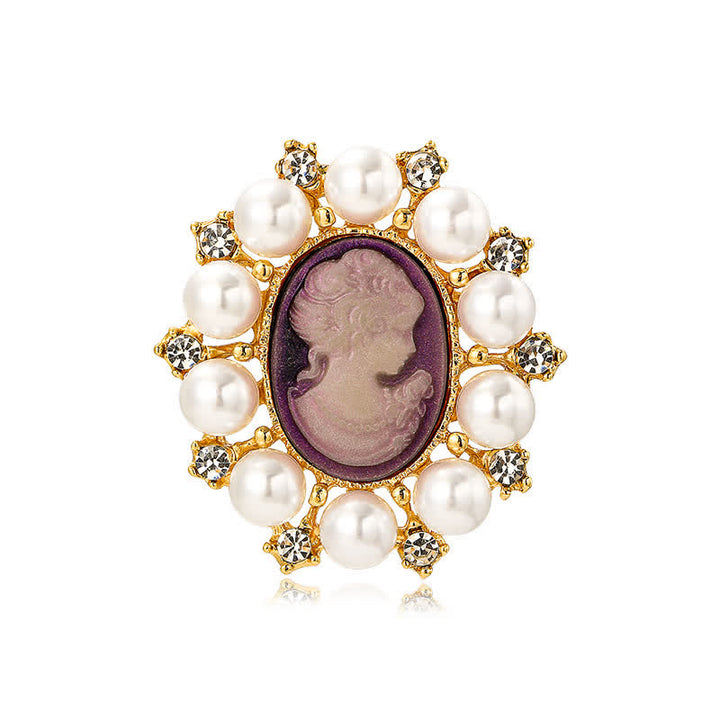 Broche de perlas de belleza con relieve de palacio para mujer
