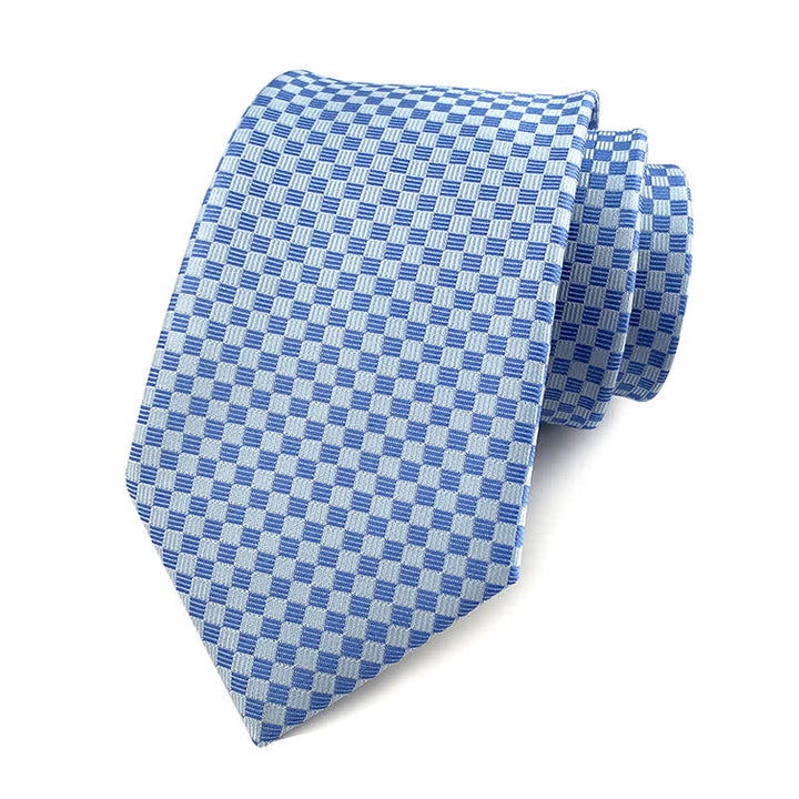 Corbata de rayas de cuadros de alta densidad variada para hombre 