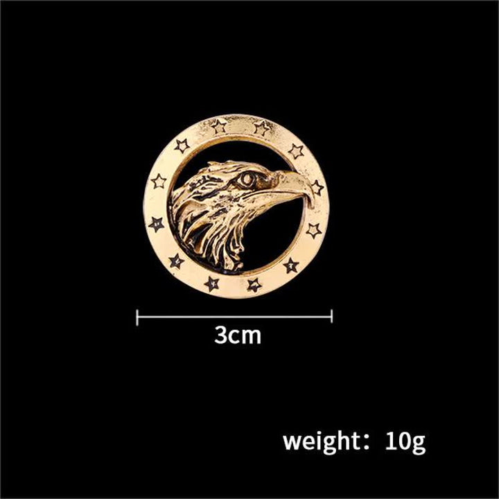 Broche de cabeza de halcón circular para hombre