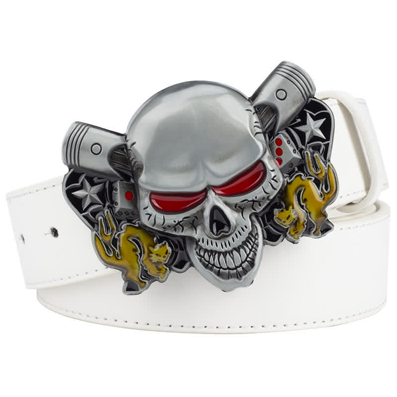 Cinturón de cuero con diseño de calavera, demonio y payaso estilo punk para hombre