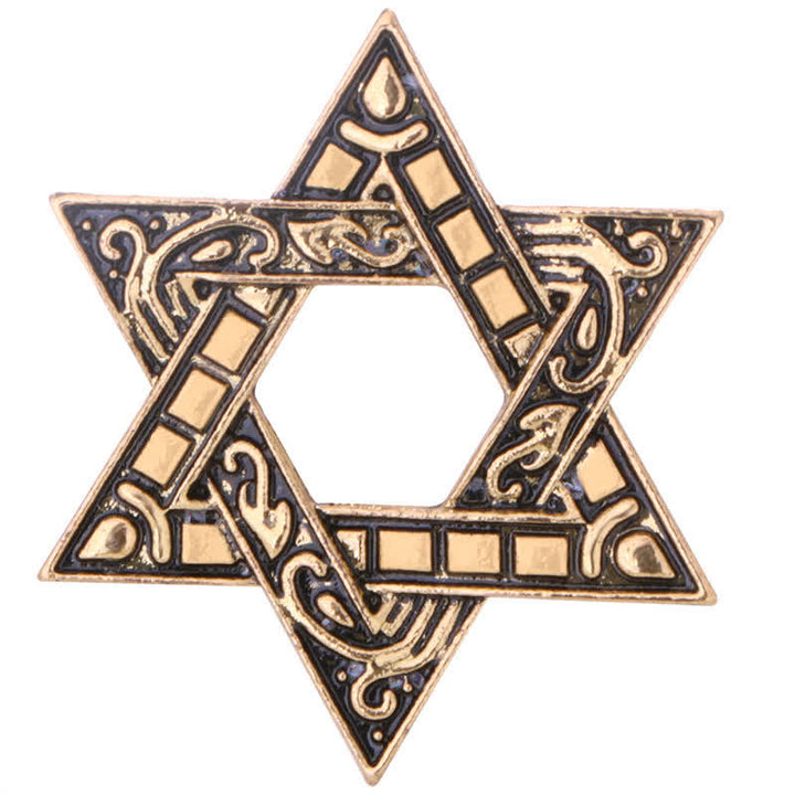 Broche de estrella de David tallado para hombre