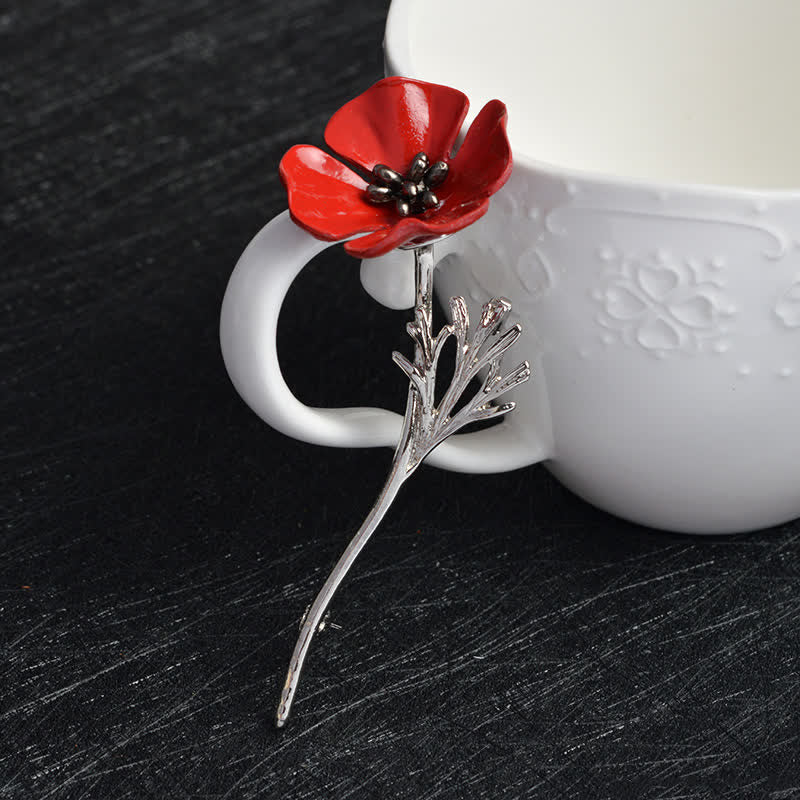 Broche elegante de amapola roja para mujer