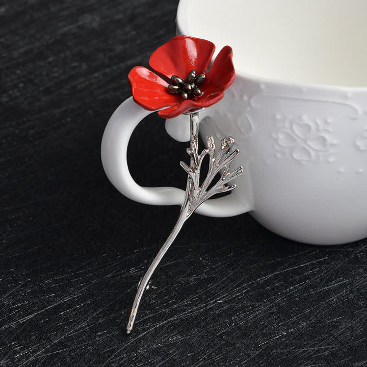 Broche elegante de amapola roja para mujer