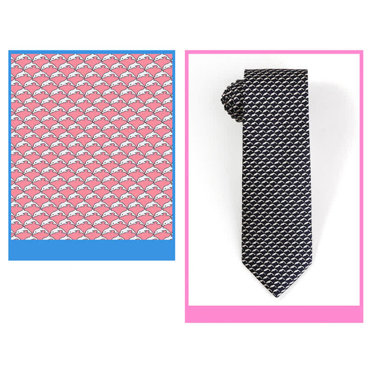 Corbata de seda pura con motivos de animales bailando para hombre