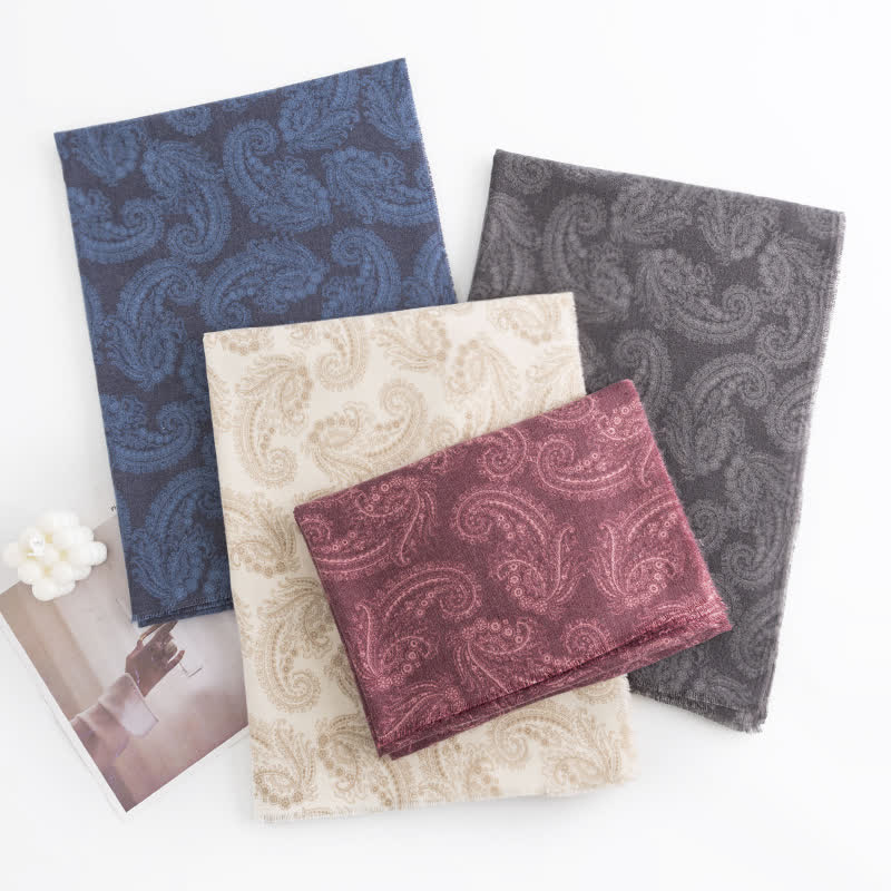 Bufanda corta con borlas y estampado de cachemira para mujer para otoño e invierno
