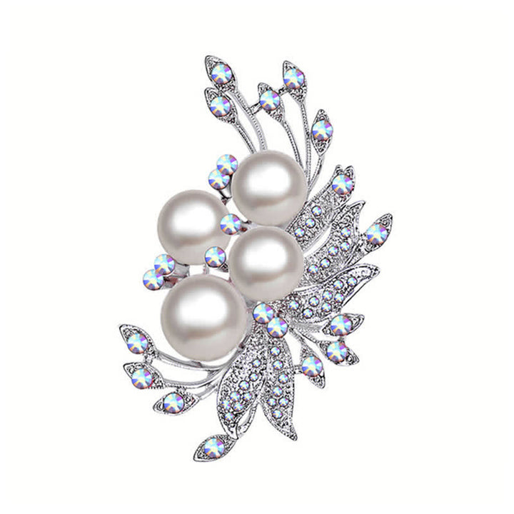 Broche de perlas con flores de fénix para mujer