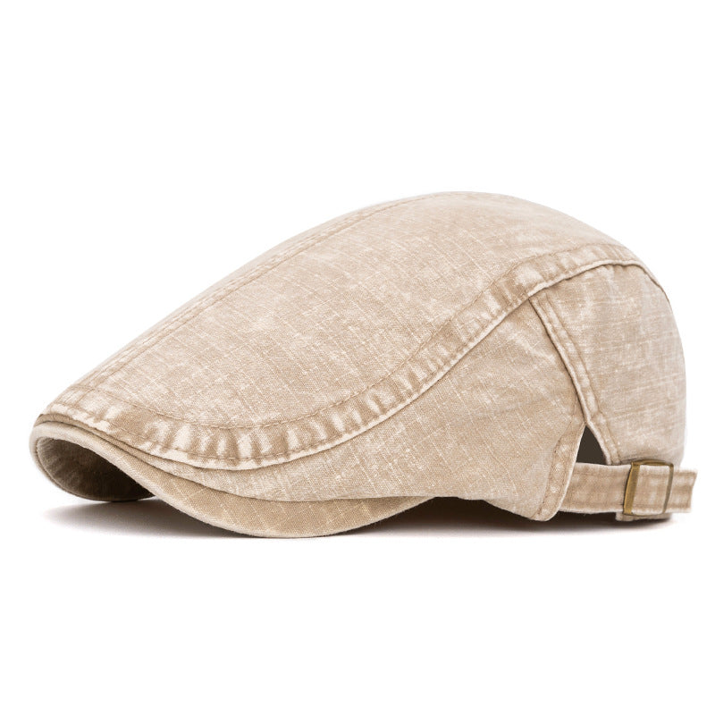 Boina de algodón puro estilo británico lavado para primavera y verano - Caqui - Ajustable (22"-24") - image 13