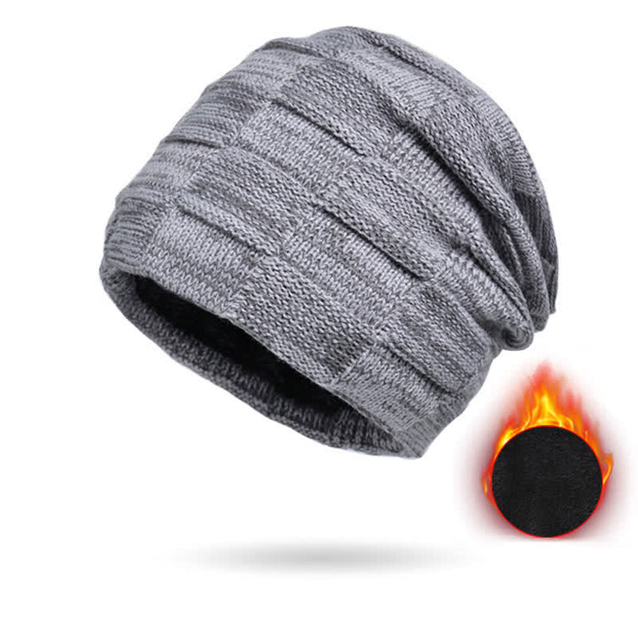 Conjunto de gorro y bufanda de punto a cuadros para invierno