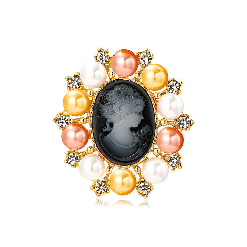 Broche de perlas de belleza con relieve de palacio para mujer