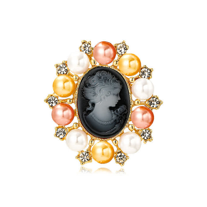 Broche de perlas de belleza con relieve de palacio para mujer