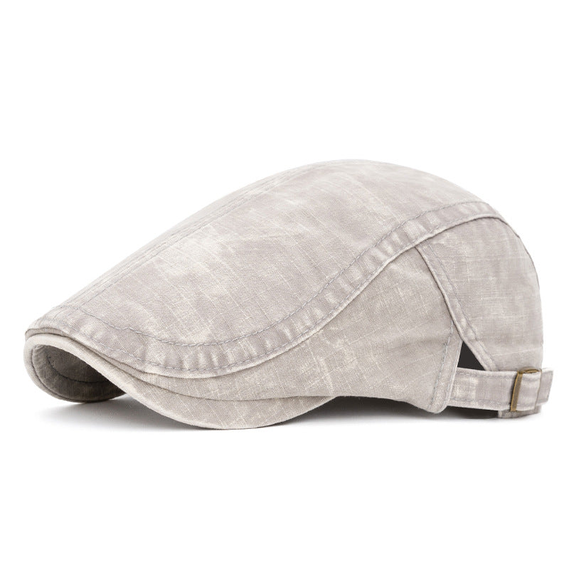 Boina de algodón puro estilo británico lavado para primavera y verano - Gris claro - Ajustable (22"-24") - image 14