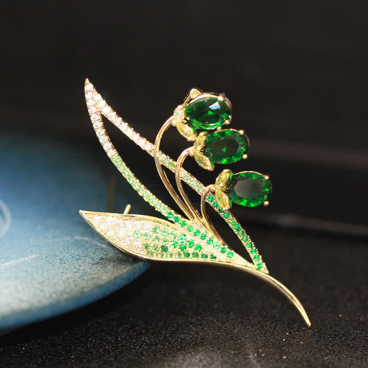Broche de lirio de los valles con campanillas para mujer