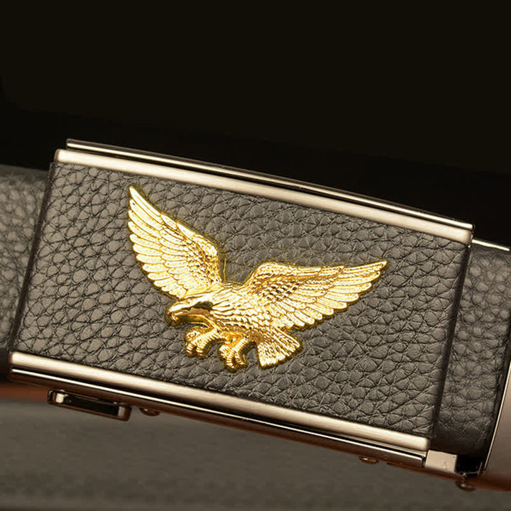 Cinturón de cuero con hebilla automática para hombre, estilo ejecutivo, con águila y halcón