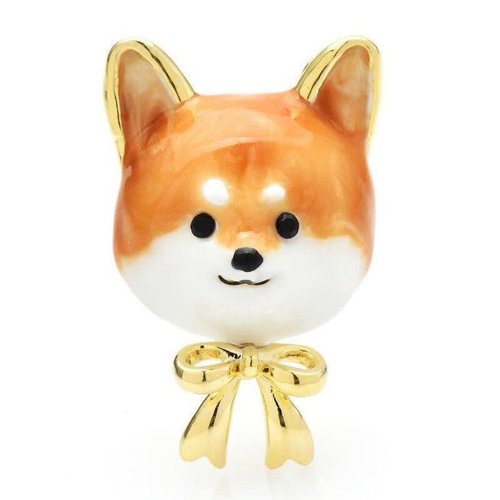 Broche unisex con forma de perro Shiba Inu esmaltado