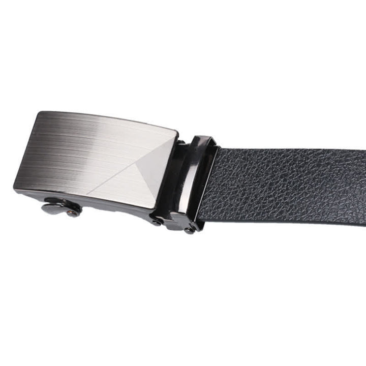 Cinturón de cuero negro con hebilla automática para hombre