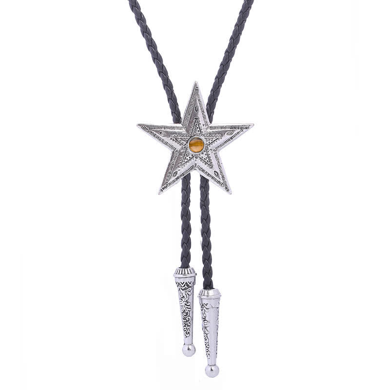Collar con colgante de estrella de piedra natural vintage Bolo Tie