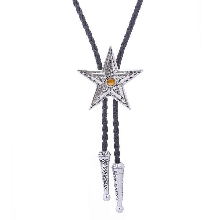 Collar con colgante de estrella de piedra natural vintage Bolo Tie
