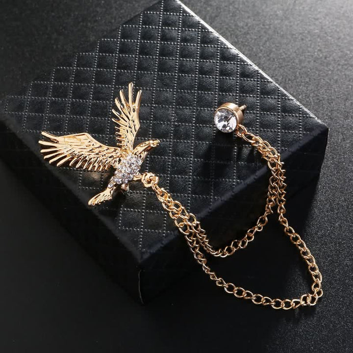 Broche de diamantes de imitación con águila en vuelo para hombre