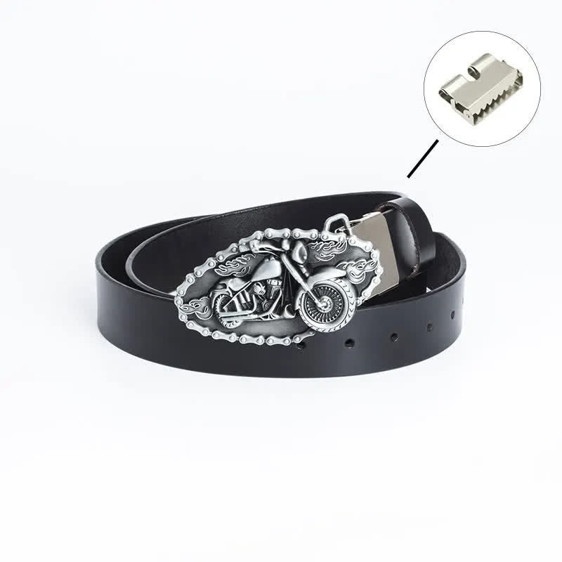 Cinturón de cuero para motocicleta con locomotora punk para hombre