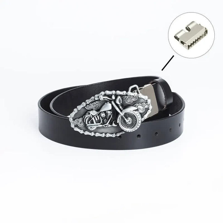 Cinturón de cuero para motocicleta con locomotora punk para hombre