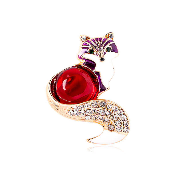 Broche de zorro esmaltado para mujer