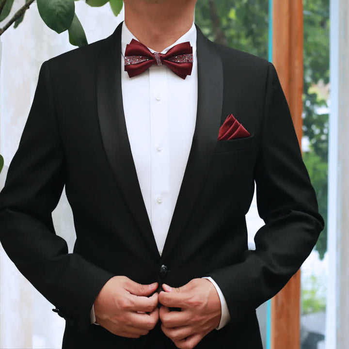 Pañuelo de bolsillo con lazo y diamantes de imitación en color rojo para hombre