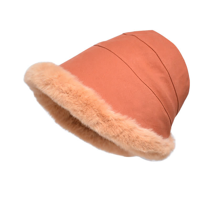 Sombrero de pescador con ala de felpa cálida y gruesa para mujer