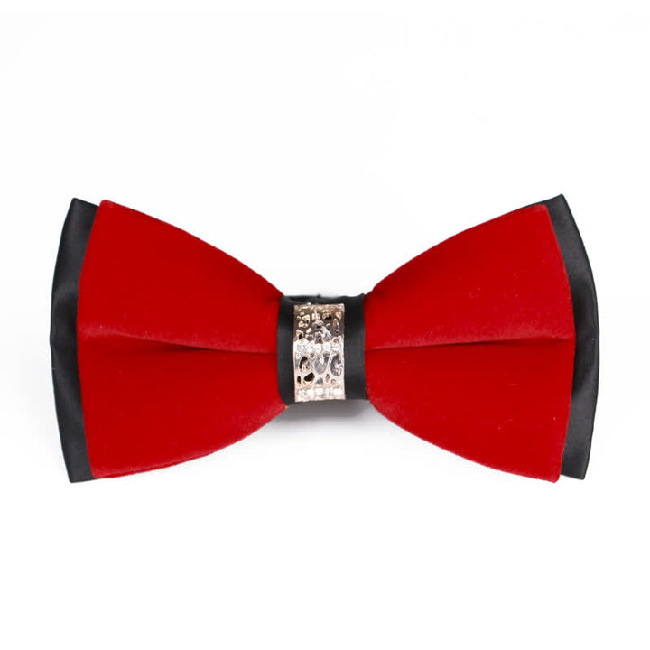 Pajarita de terciopelo con parches de diamantes de imitación para hombre