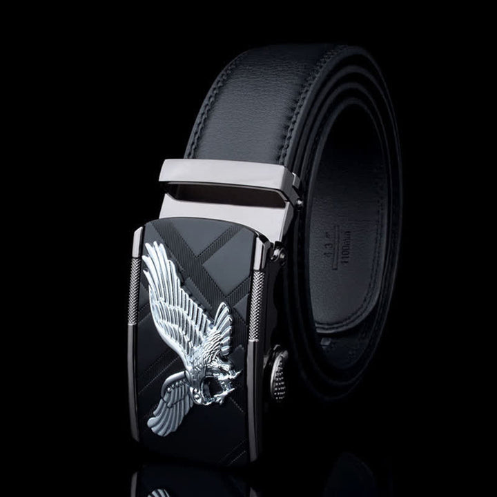 Cinturón de cuero con hebilla automática con diseño de águila animal para hombre