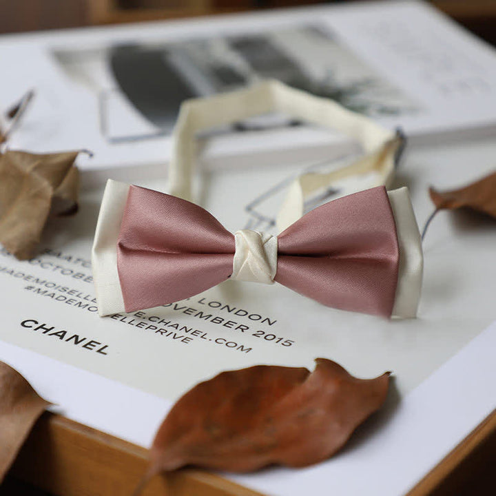 Pajarita de doble capa en color macarrón y blanco para hombre