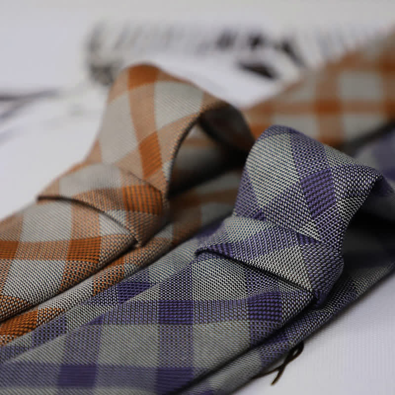 Corbata de cuadros de dos tonos estilo preppy para hombre - image 4
