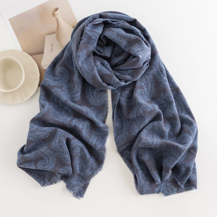 Bufanda corta con borlas y estampado de cachemira para mujer para otoño e invierno
