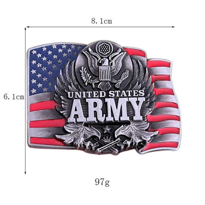 Cinturón de cuero con hebilla del ejército de los Estados Unidos para hombre, hecho a mano