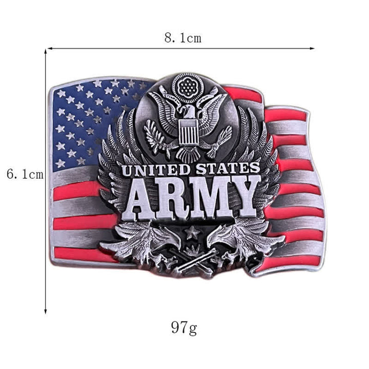 Cinturón de cuero con hebilla del ejército de los Estados Unidos para hombre, hecho a mano