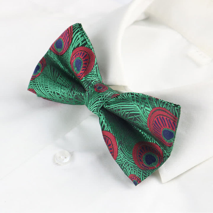 Pajarita con estampado de plumas de pavo real para hombre