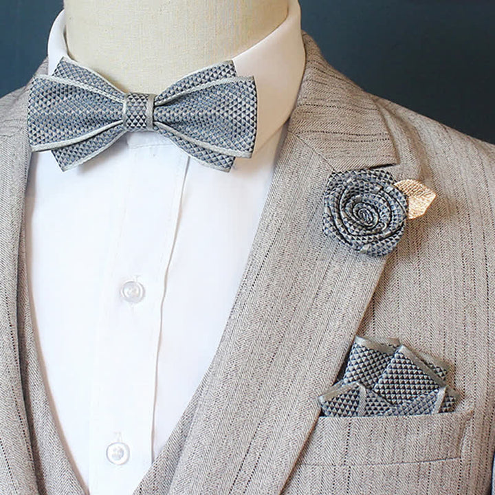 Conjunto de 3 pajaritas para novios de boda con cuadros micro para hombre