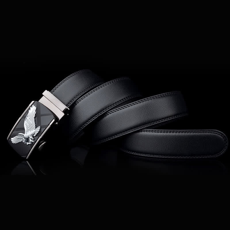 Cinturón de cuero con hebilla automática con diseño de águila animal para hombre