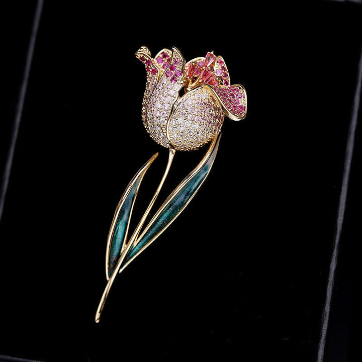 Broche de tulipán Deep Love para mujer