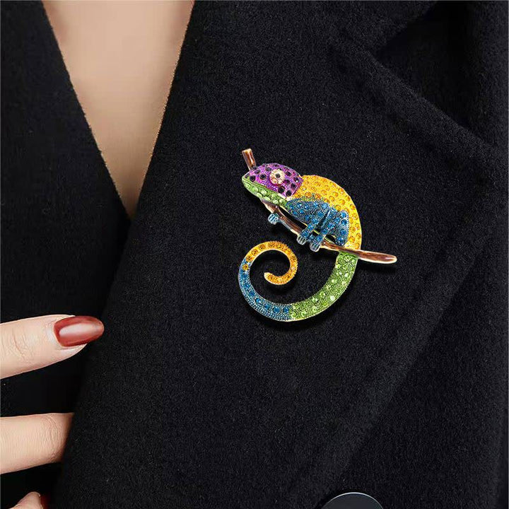 Broche de lagarto camaleón colorido para mujer